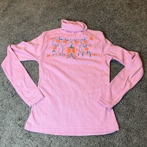 Vintage 70s Ronnie Togs pink girl size 14 embroidered turtleneck Top L 45